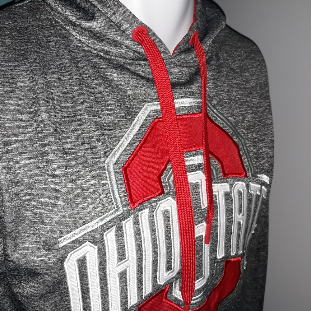 Ohio State mens scarlet and gray hooded sweatshirt. Medium